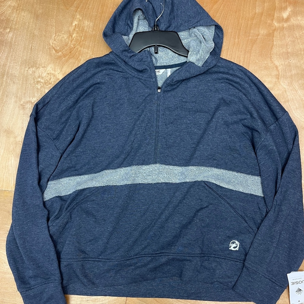 Josie Natori Women's Blue Hooded Sweatshirt XL NWT